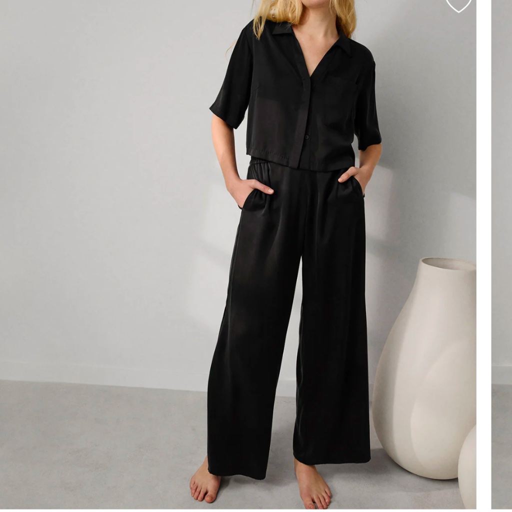 Lunya Bnwt Washable Silk High Rise Pant Set In Immersed Black Size S